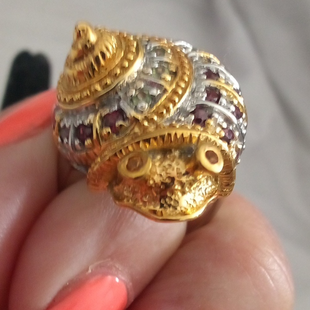 Man's Unique Ruby Encrusted Snail Ring Size 9.75 - image 7